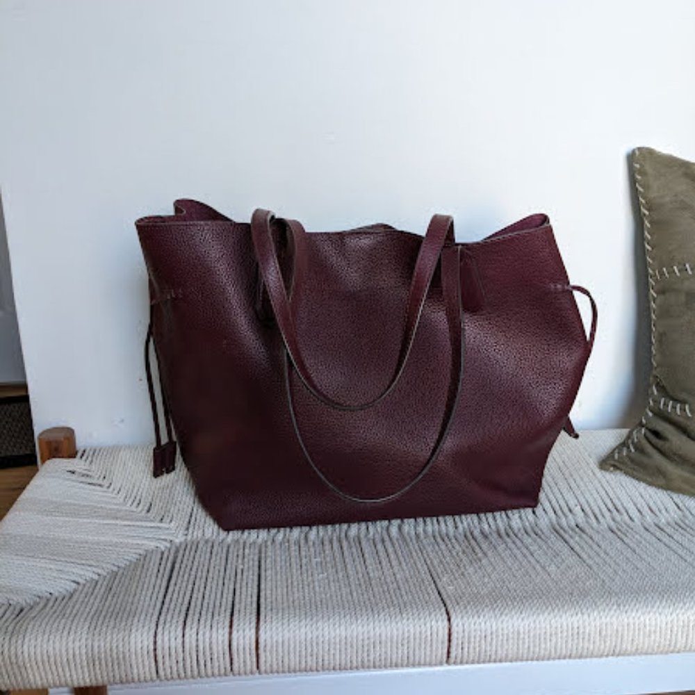 Banana Republic Leather Tote - Burgandy